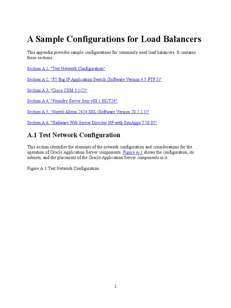 A Sample Configurations For Load Balancers | PDF | Load Balancing ...