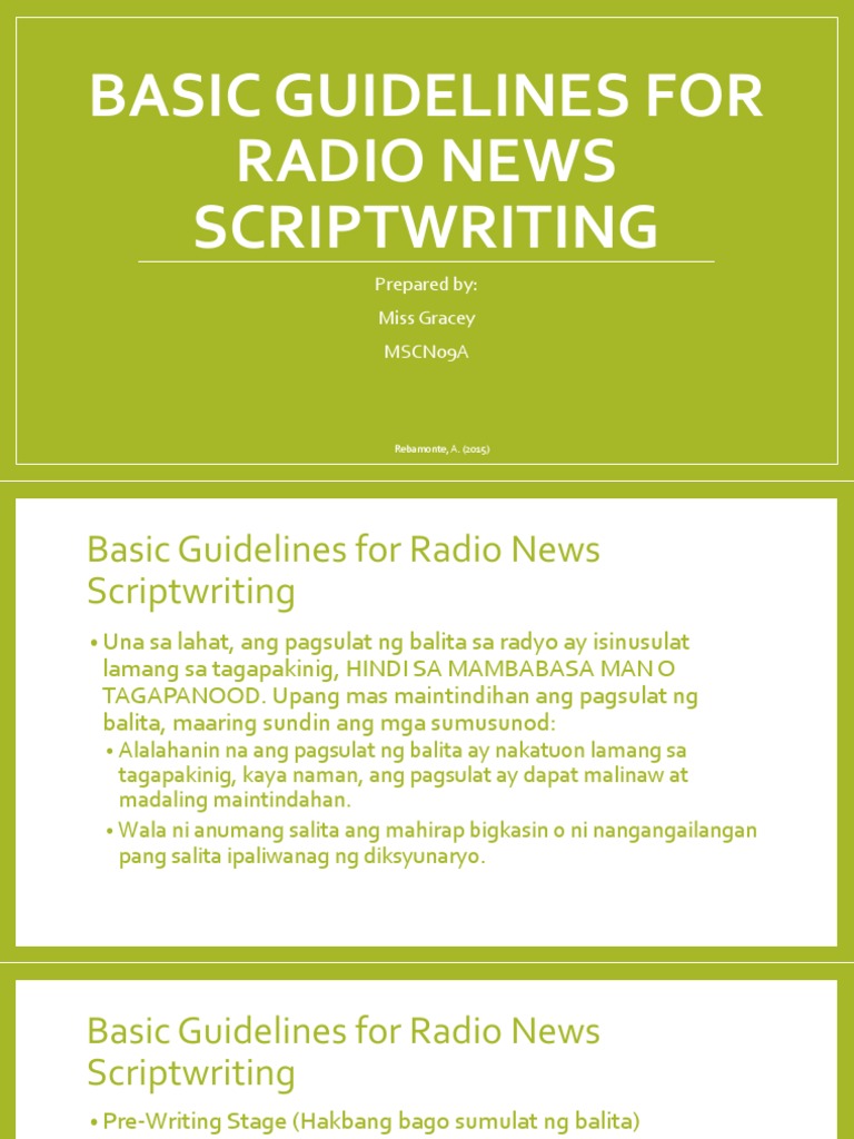 Basic Guidelines For Radio News Scriptwriting | PDF