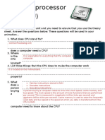 The Microprocessor (CPU) : Task 1: This Is A Difficult Unit and You Need To Ensure That You Use The Theory