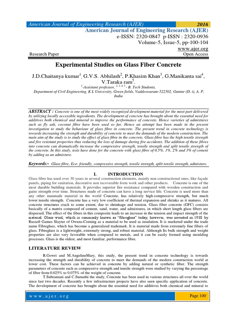Glass Fiber Reinforced Concrete Study | PDF | Fiberglass | Concrete