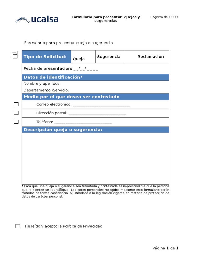 Modelo De Formulario De Queja Formal Cómo Solicitar La Supresión De