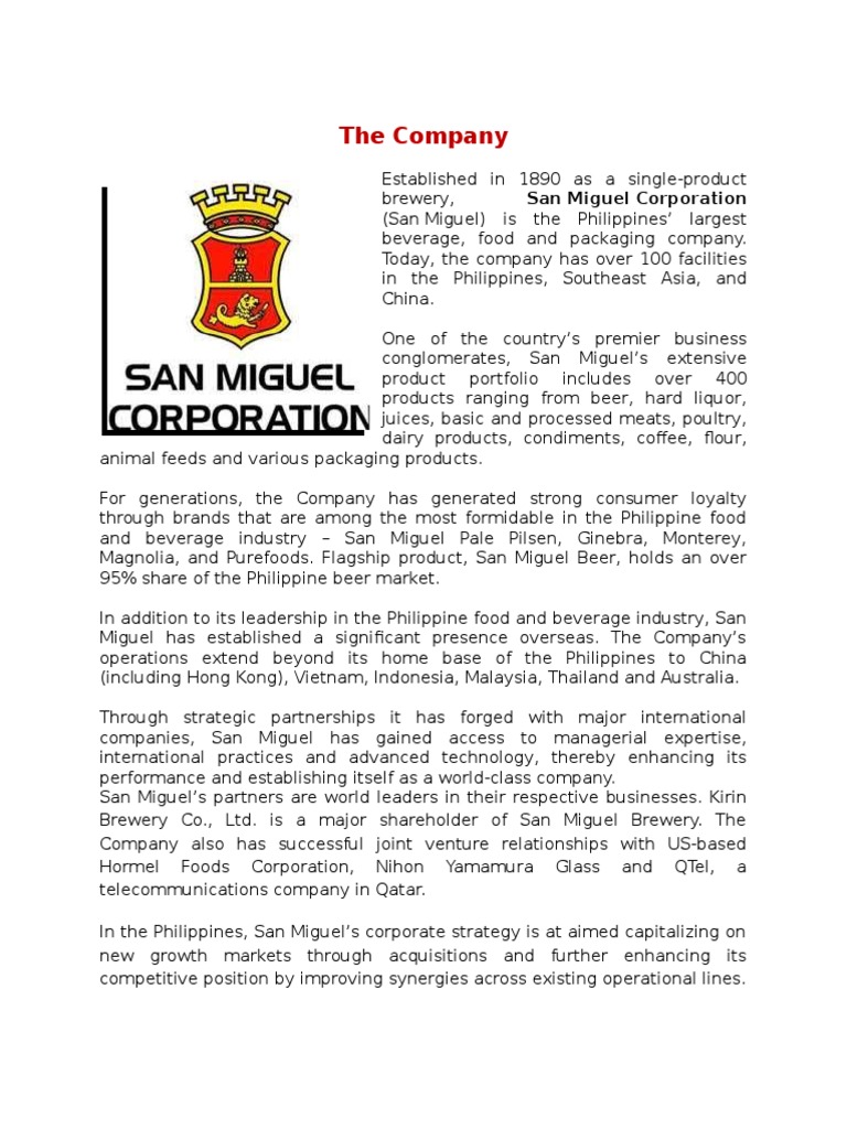 san miguel corporation business plan