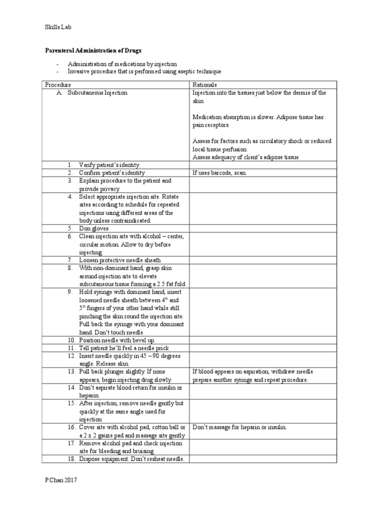 Parenteral Drug Administration Techniques | PDF | Injection (Medicine ...