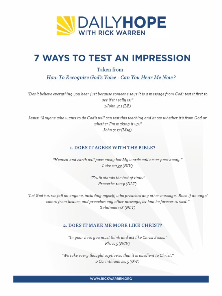 7 Ways to Test God's Voice | PDF | Wisdom | Jesus