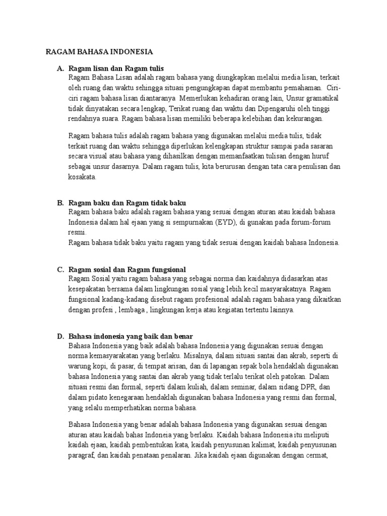 Ragam Bahasa Indonesia
