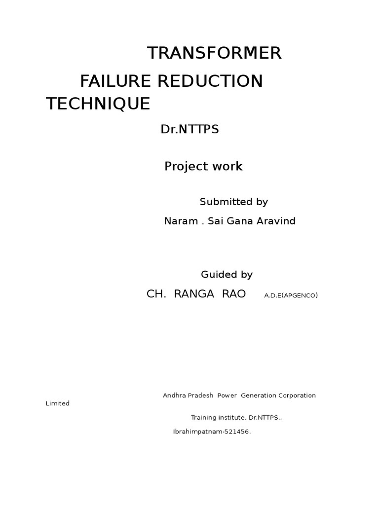 Transformer Failure Reduction at Dr.NTTPS | PDF