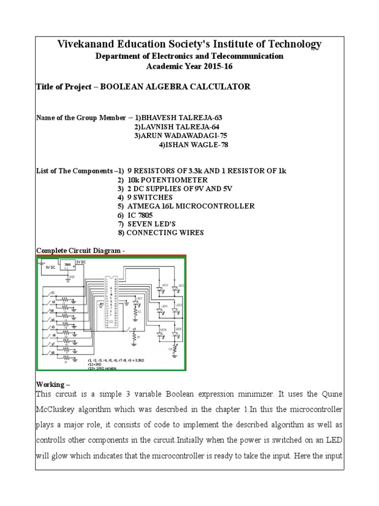 Boolean Algebra Calculator Project | PDF | Computers | Technology ...