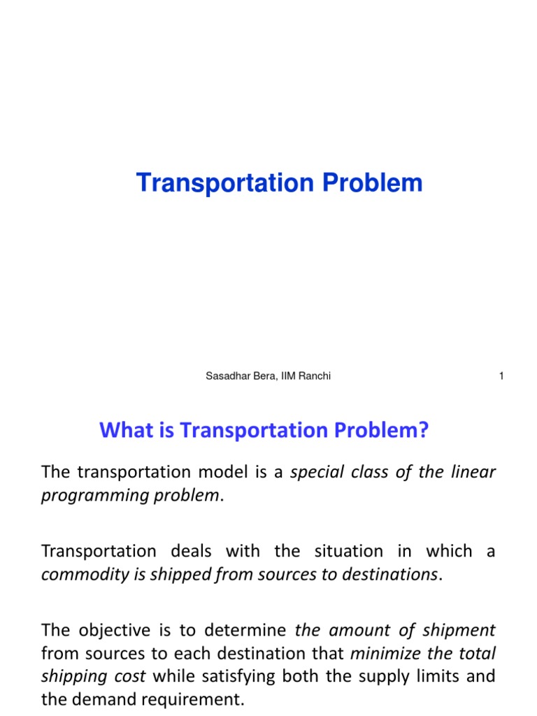 03a Transportation Problem | PDF | Linear Programming | Areas Of ...