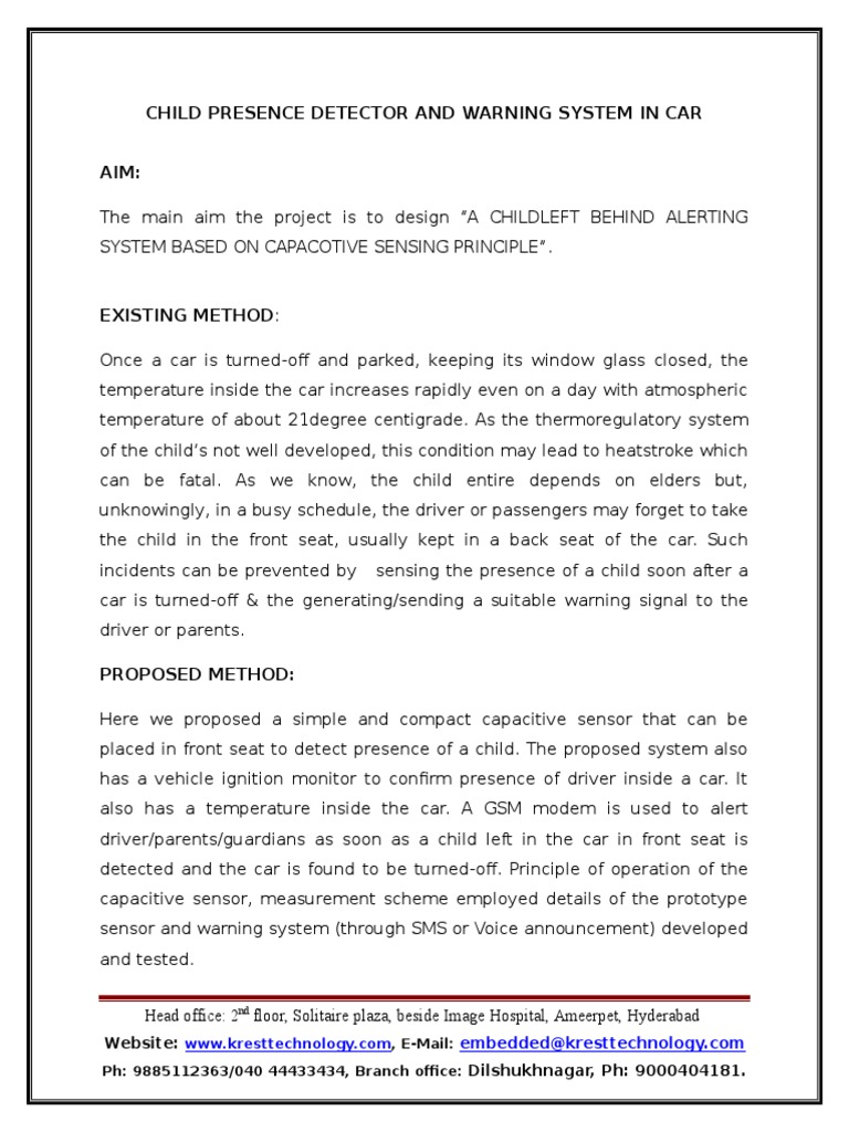 Car Child Alert System with Sensors | PDF | Business