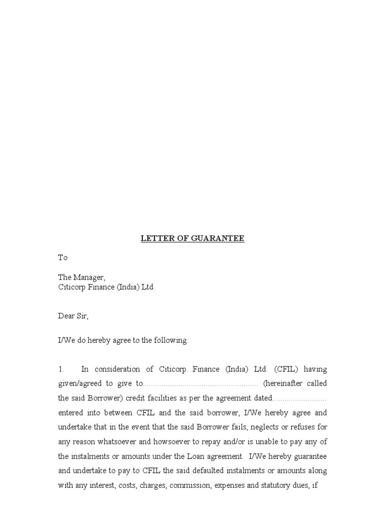 Guarantee Letter | PDF | Guarantee | Liability (Financial Accounting), image size:768x1024