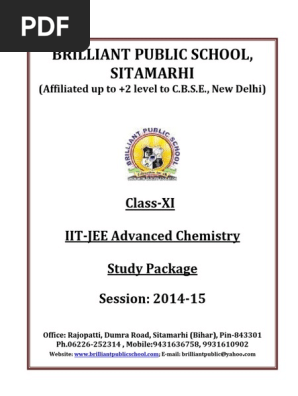 Doc 117 B P S Xi Chemistry Iit Jee Advanced Study Package