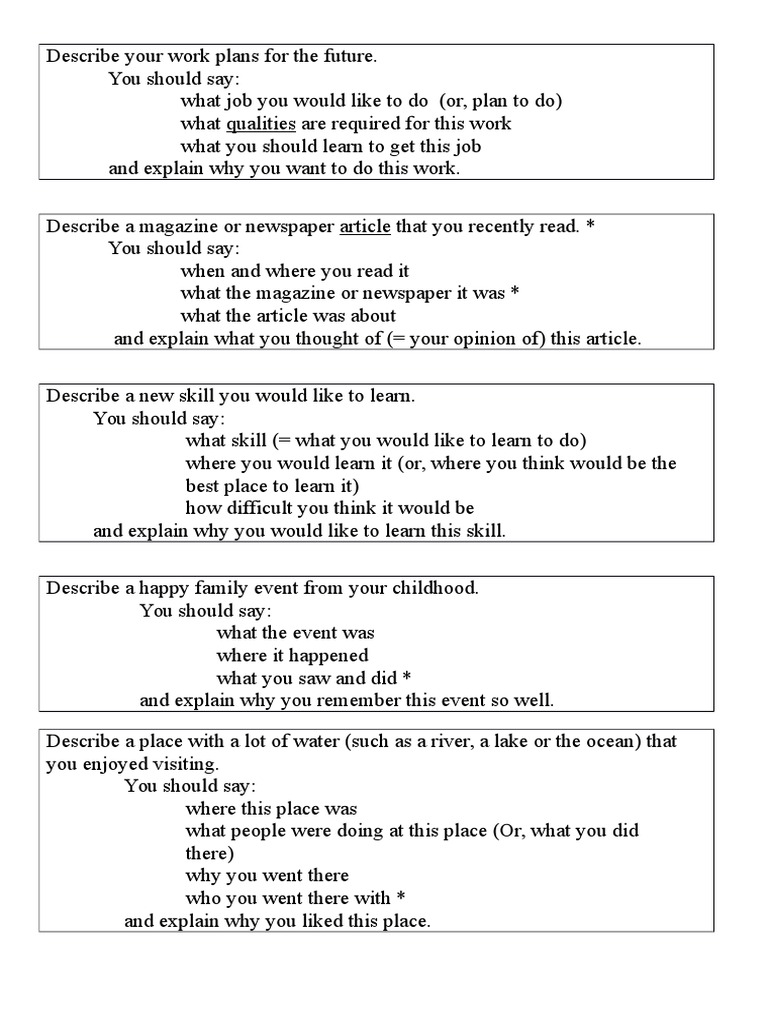 IELTS Speaking Part 2 Topics Guide | PDF | Language Arts & Discipline