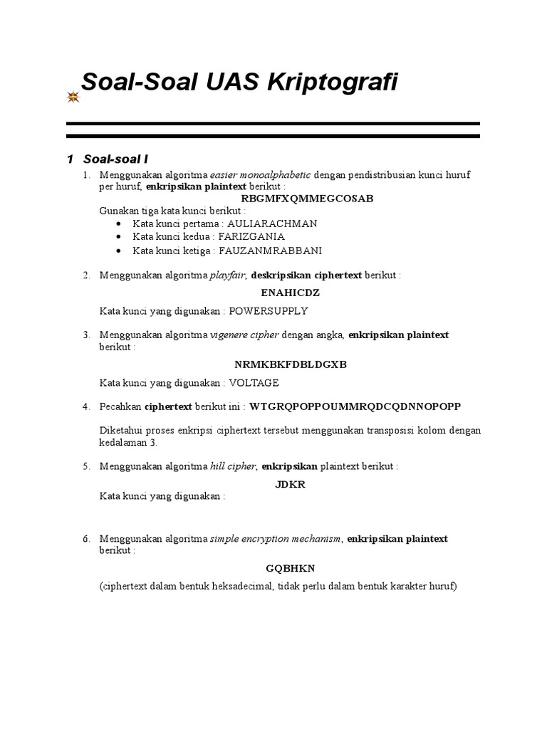 Soal Uas Kriptografi