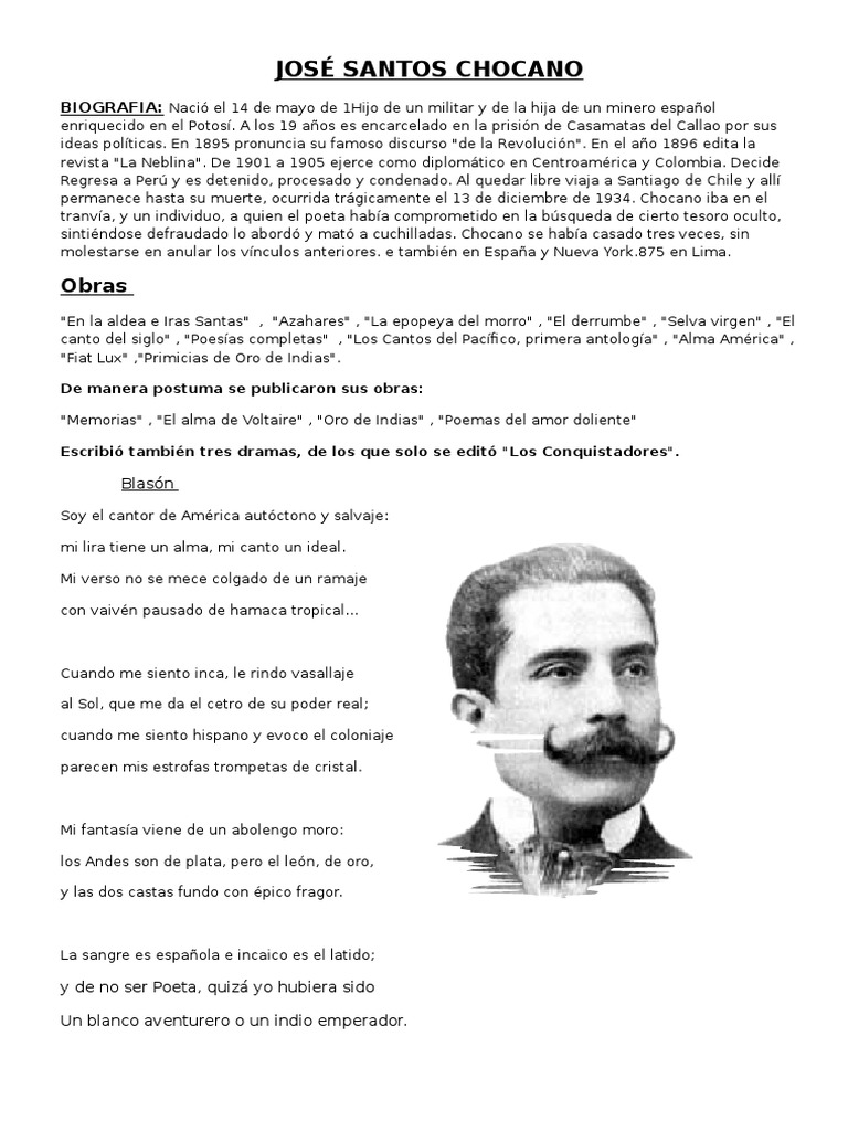 José Santos Chocano | Ficción y literatura | Prueba gratuita de 30 días ...
