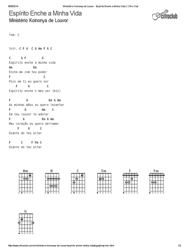 Espírito enche minha vida cifra PDF