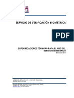 Especificaciones Tecnicas para El Uso Del Servicio Biometrico PDF