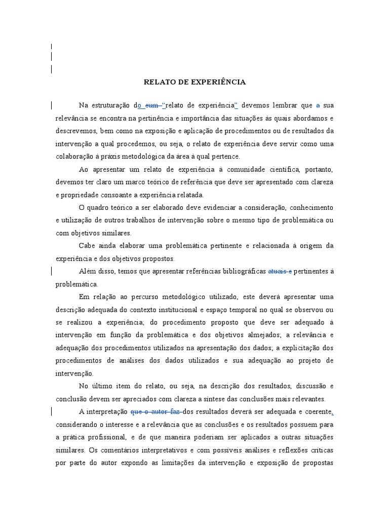 Estrutura do Relato de Experiência | PDF | Experimento | Citação
