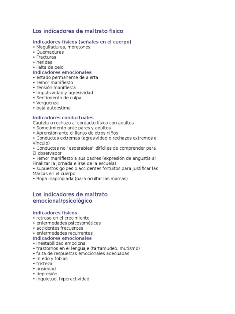 Indicadores de Maltrato Infantil | PDF | Abuso infantil | Adultos