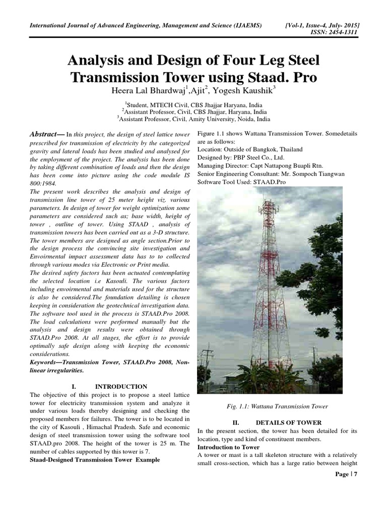 Steel Transmission Tower Design Example | PDF | Engineering | Civil ...