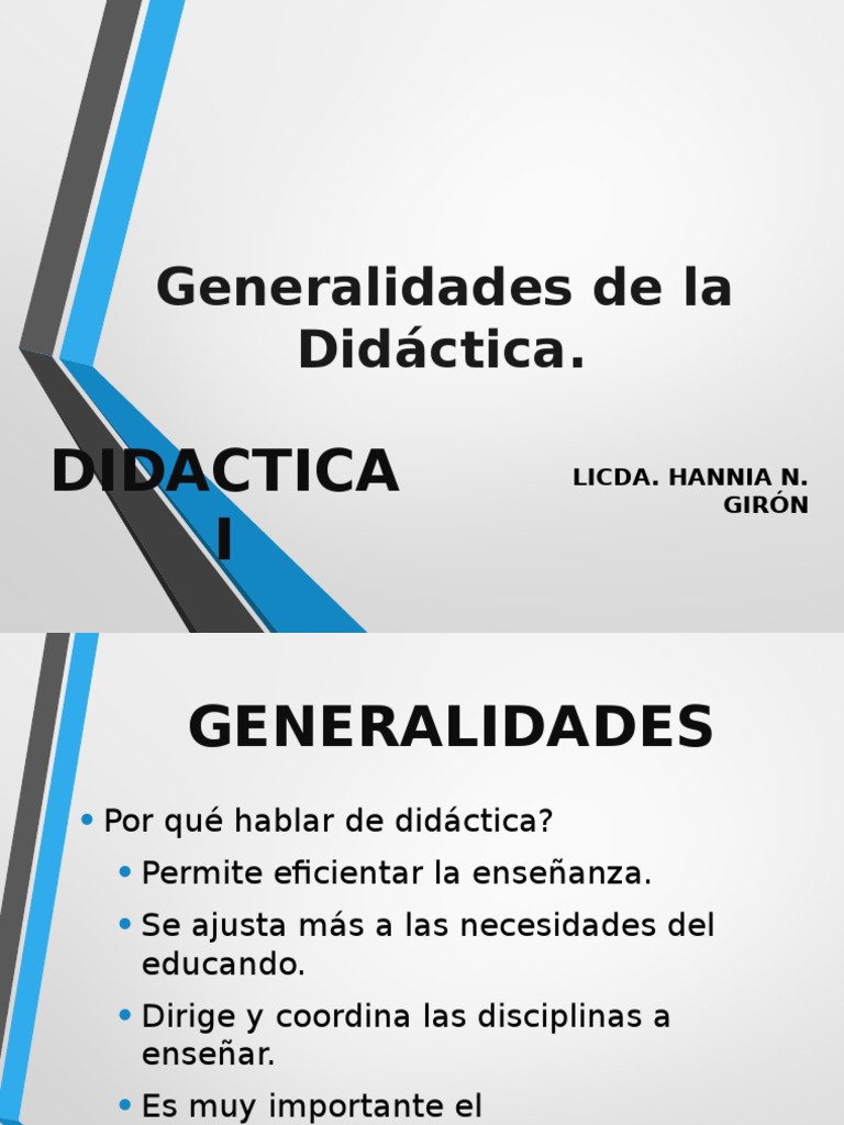 Generalidades de la Didáctica | PDF | Maestros | Aprendizaje