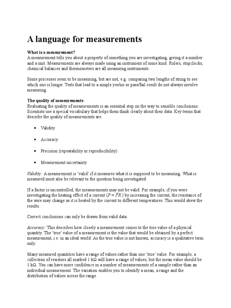 Understanding Measurement Quality and Errors | PDF | Observational ...