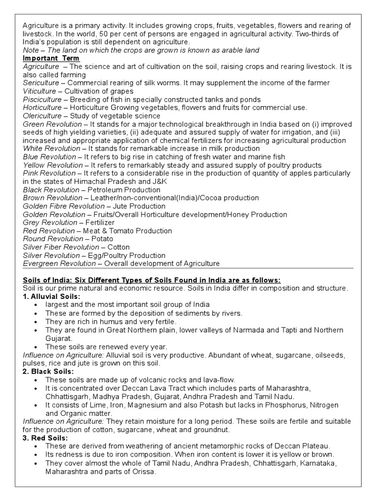 Agriculture Notes PDF Agriculture Intensive Farming
