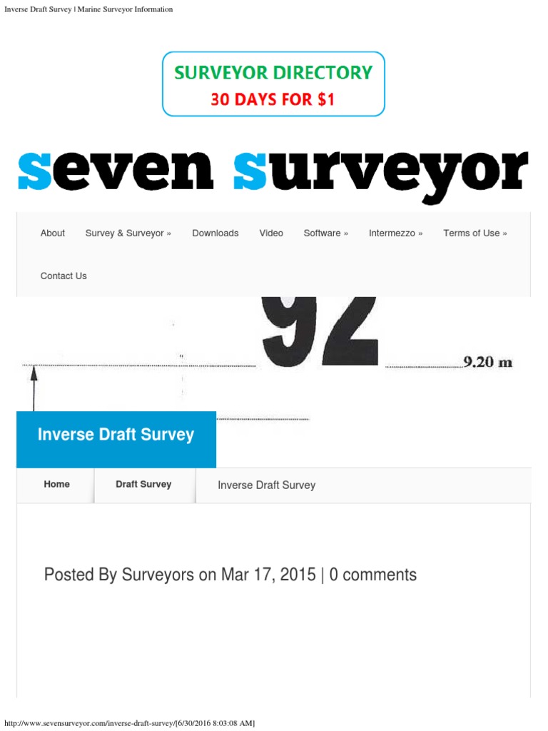 Inverse Draft Survey Explained | PDF | Surveying | Ships