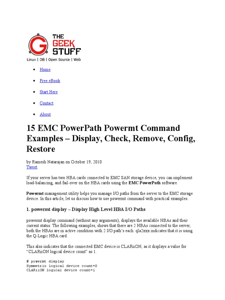 EMC Power Path Commands | PDF | Linux | Computer Programming