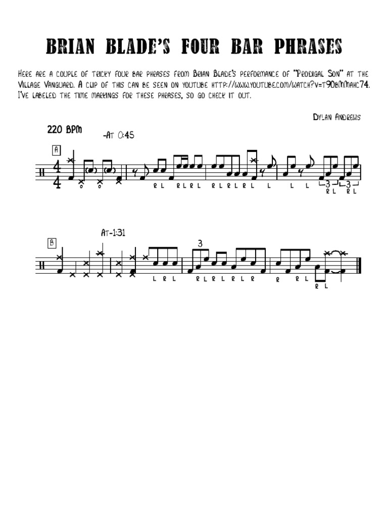 Brian Blade 4 Bar Phrases PDF