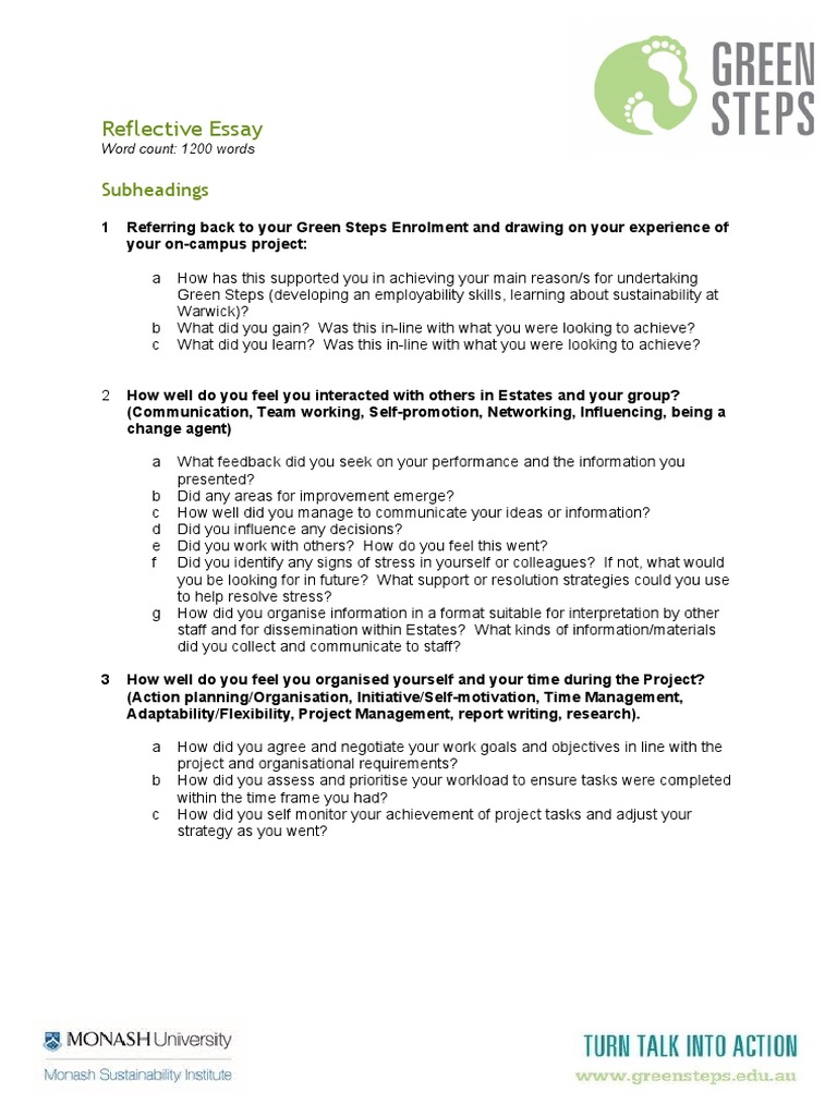Reflective Essay on Green Steps Experience | PDF | Information | Learning