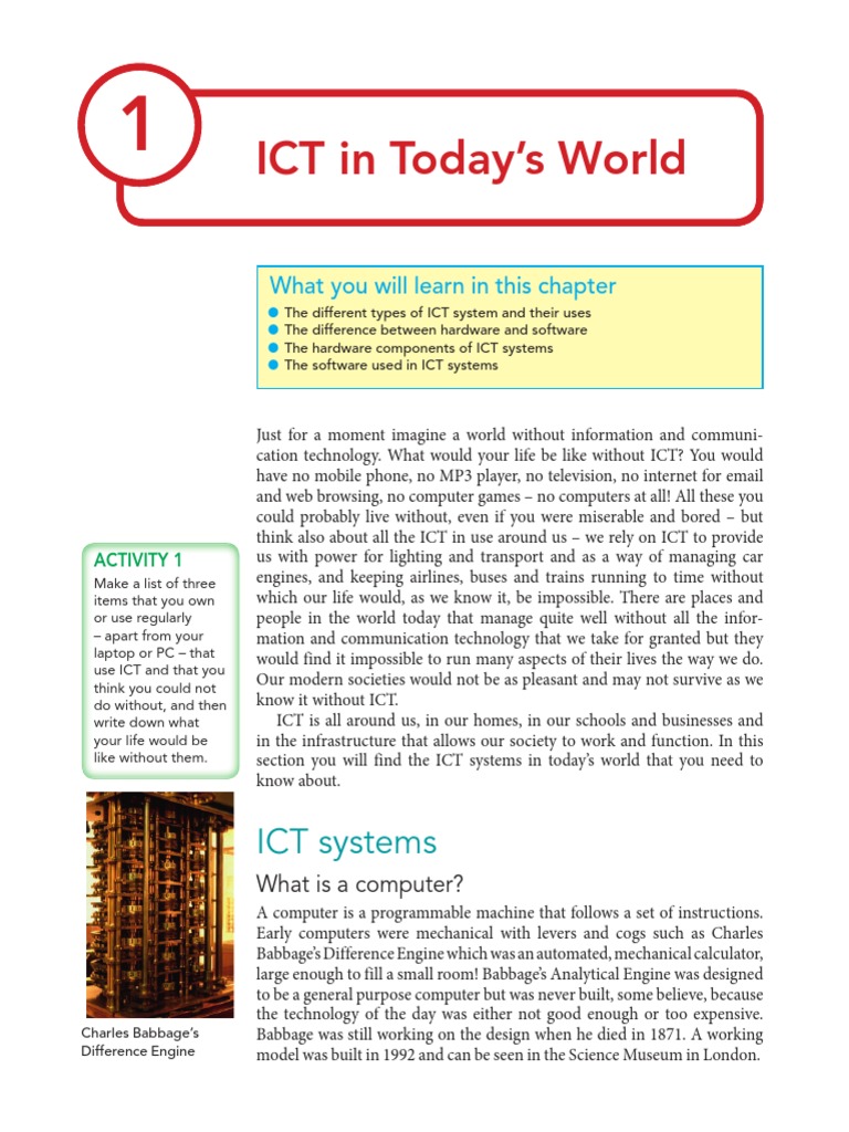 Chapter 1 ICT in Today's World PDF | PDF | Disk Storage | Computer Data ...