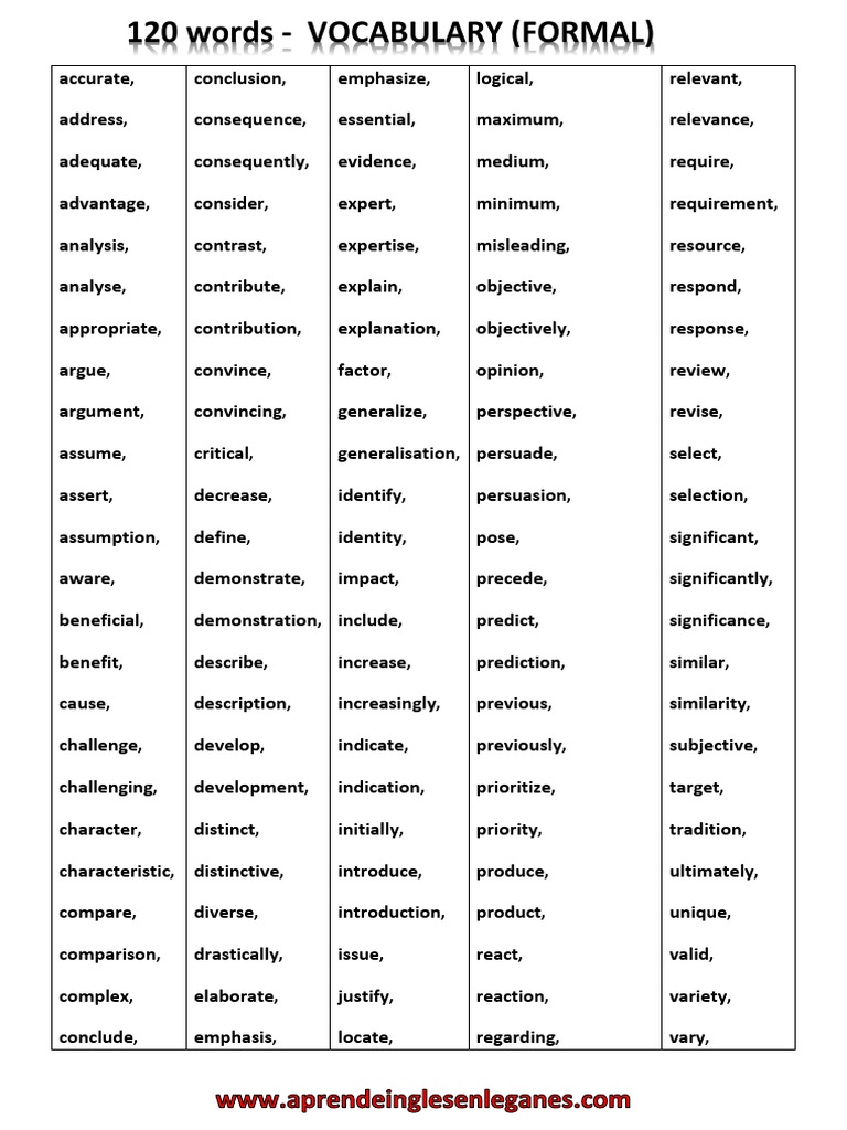 formal english words for essays