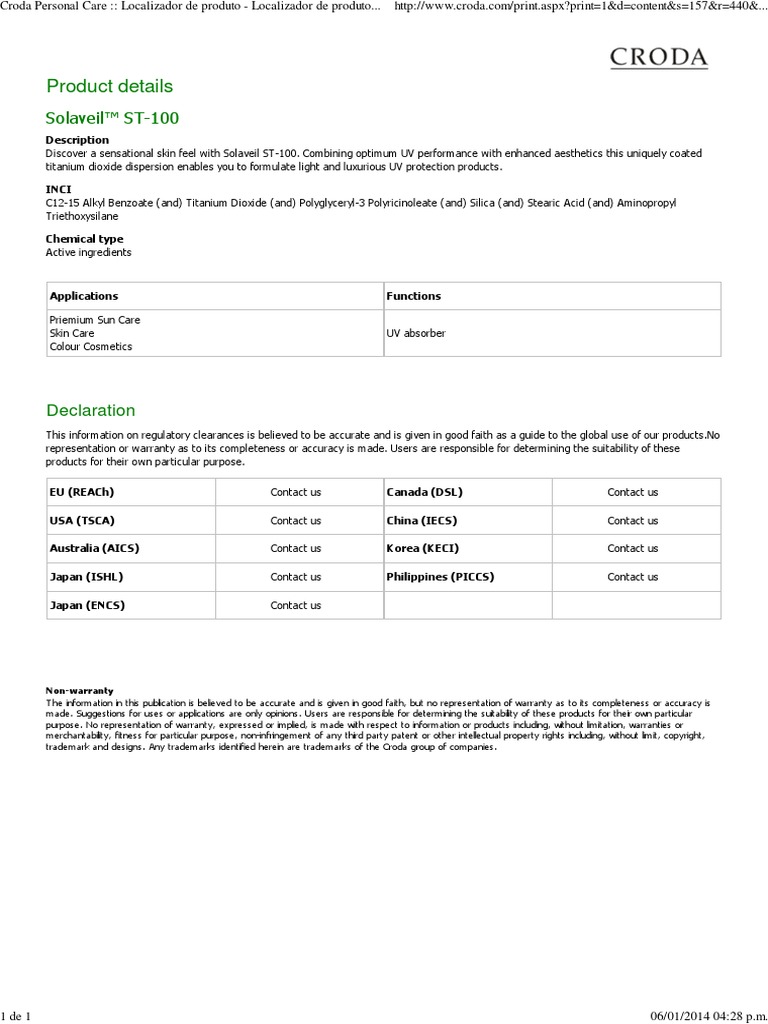 Croda Personal Care Localizador de Produto Localizador de Produto