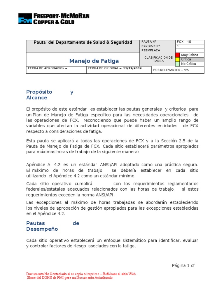 Fatigue Management Spanish PDF Fatiga (material) Bienestar