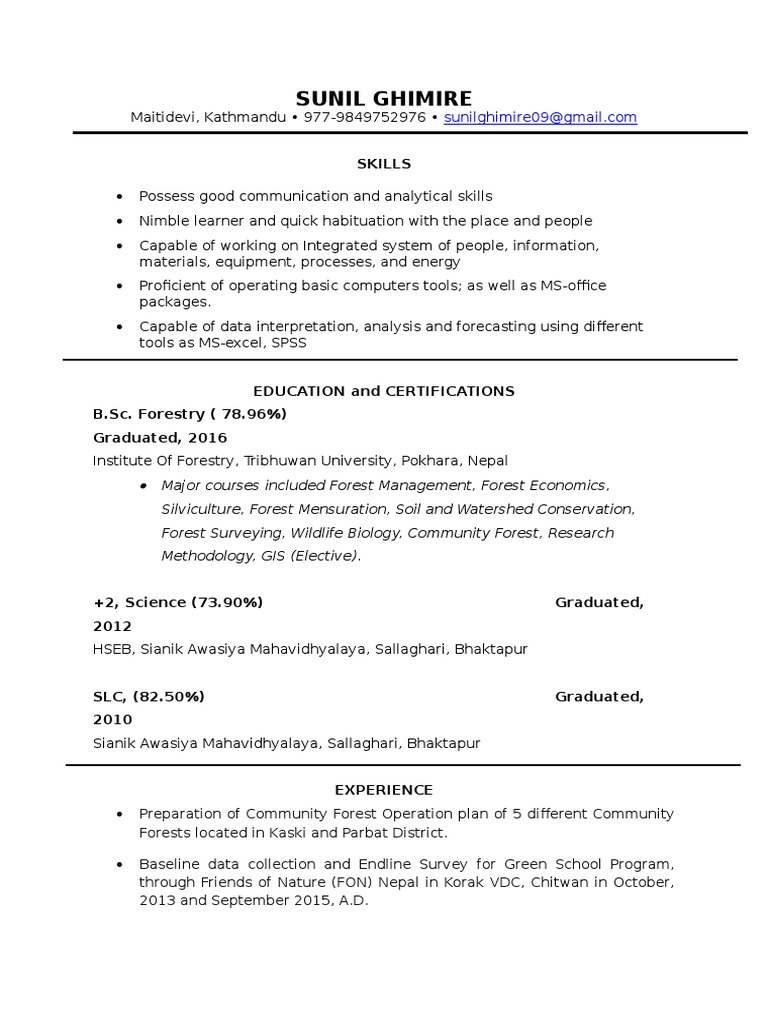 CV Livelihood Officer PDF Forestry Nature