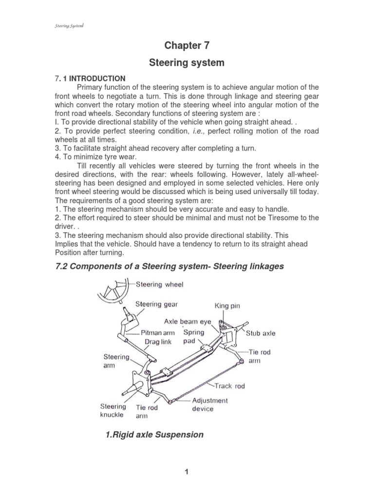 Chapter 7-STEERING System-1 PDF | PDF | Steering | Tire