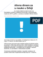 Sedam Miliona Dinara Za Promociju Nauke U Srbiji PDF