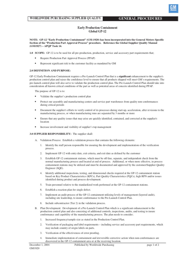 GP-12 Early Production Containment | PDF | Verification And Validation ...