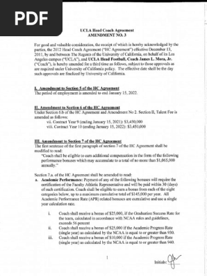 Jim Mora UCLA Contract Amendment 3