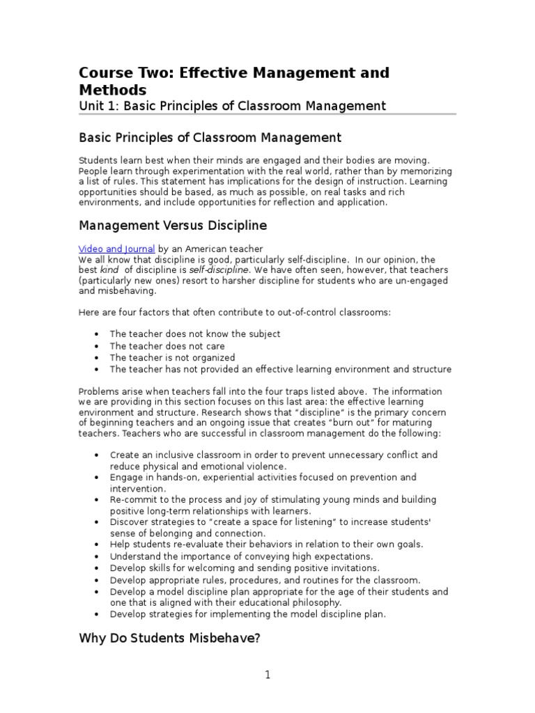 Course Two: Effective Management and Methods | PDF | Curriculum ...