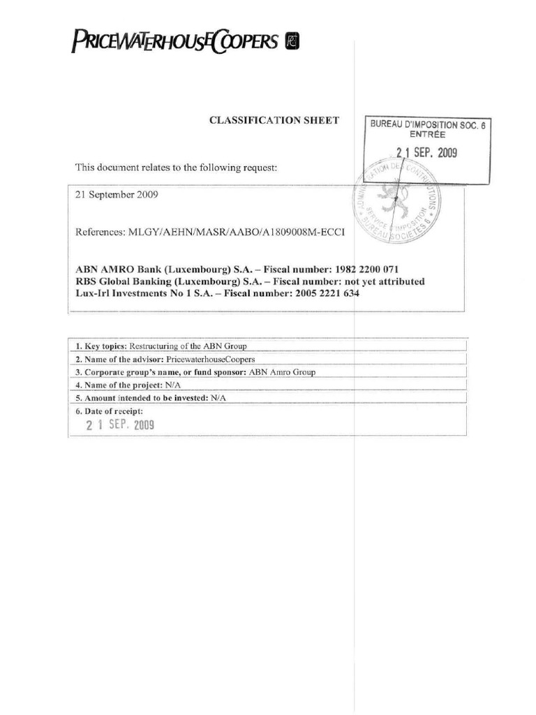 Abn Amro Group 2009 Tax Ruling Banking Financial Services