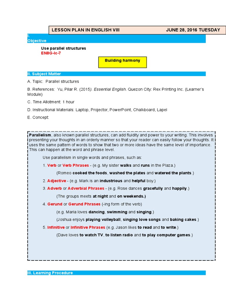 english-8-lesson-plan-parallelism-verb-adverb