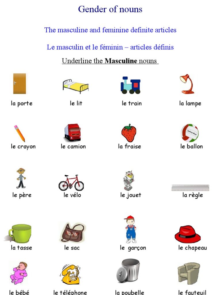 french-worksheets-gender-of-nouns-french-definite-articles