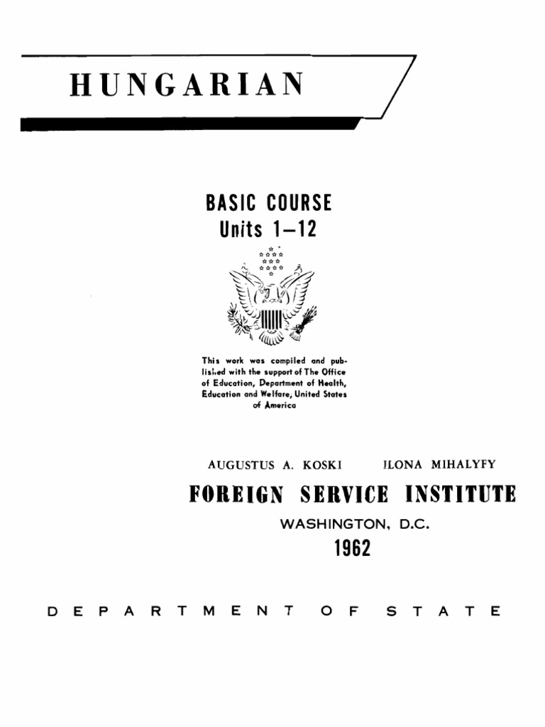 FSI - Hungarian Basic Course - Volume 1 - Student Text PDF | PDF ...