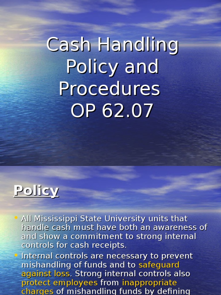Cash Handling Policy and Procedures PDF Cheque Deposit Account