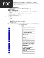 Download Applied English for Academic  Professional Purposes Lesson Plan by Jardo de la Pea SN317196447 doc pdf