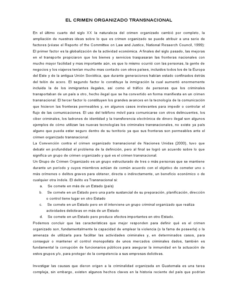 El Crimen Organizado Transnacional | PDF | Crimen organizado | Delito
