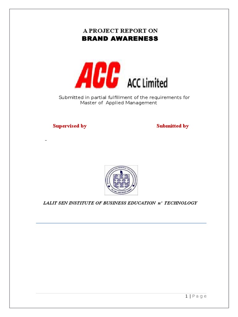 Acc Cement PDF Brand Survey Methodology