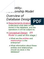 The Entity-Relationship Model Overview of Database Design: Requirements Analysis