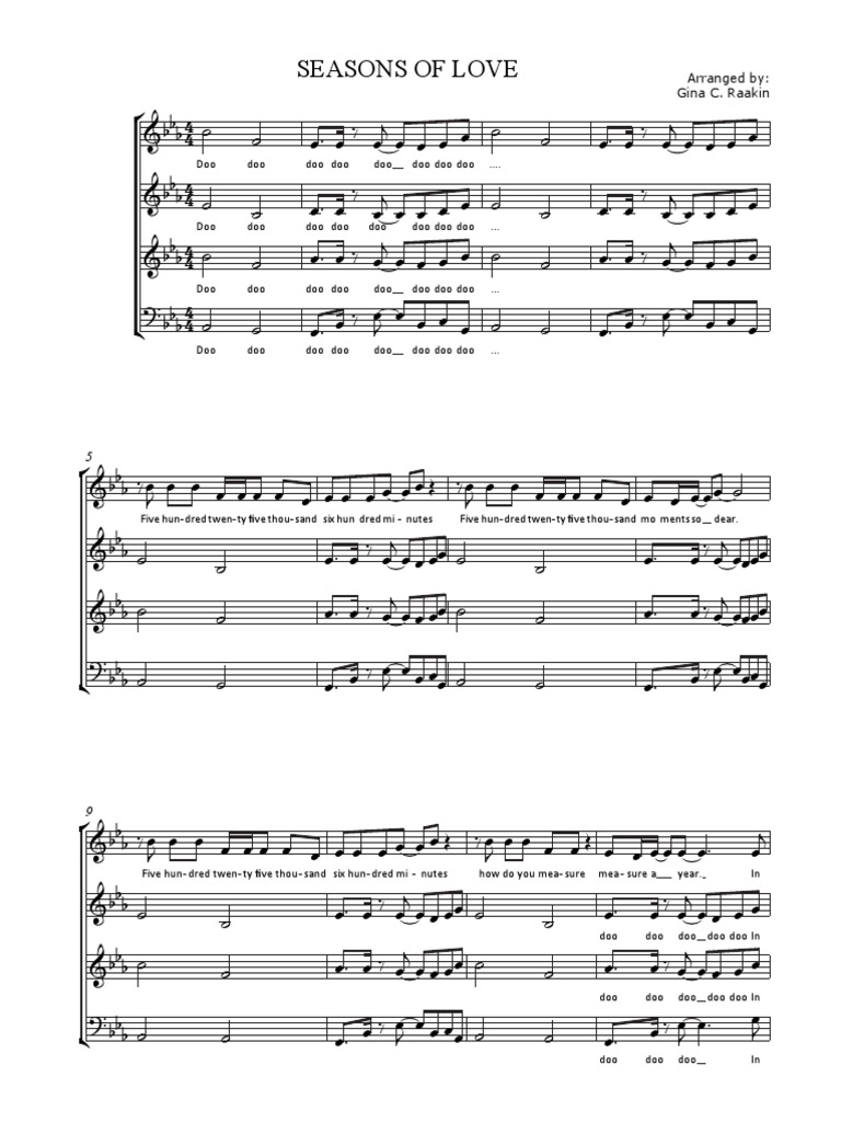 Seasons of Love SATB Acapella Version PDF | PDF